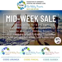 Save 10% on accommodation at our NSW Club Holiday Resorts in Fingal Bay, Urunga and Sussex Inlet with mid-week stays.