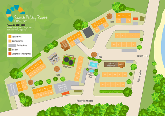 Seaside Holiday Resort Fingal Bay Complex Map