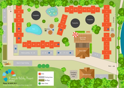 Riverside Holiday Resort Urunga Complex Map